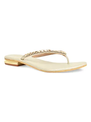 Rocia By Regal Gold Women Diamante Flat Thong