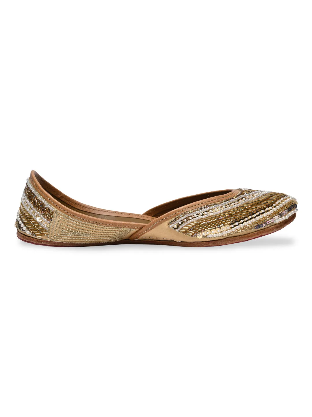 Rocia By Regal Gold Women Embroidered Jutties