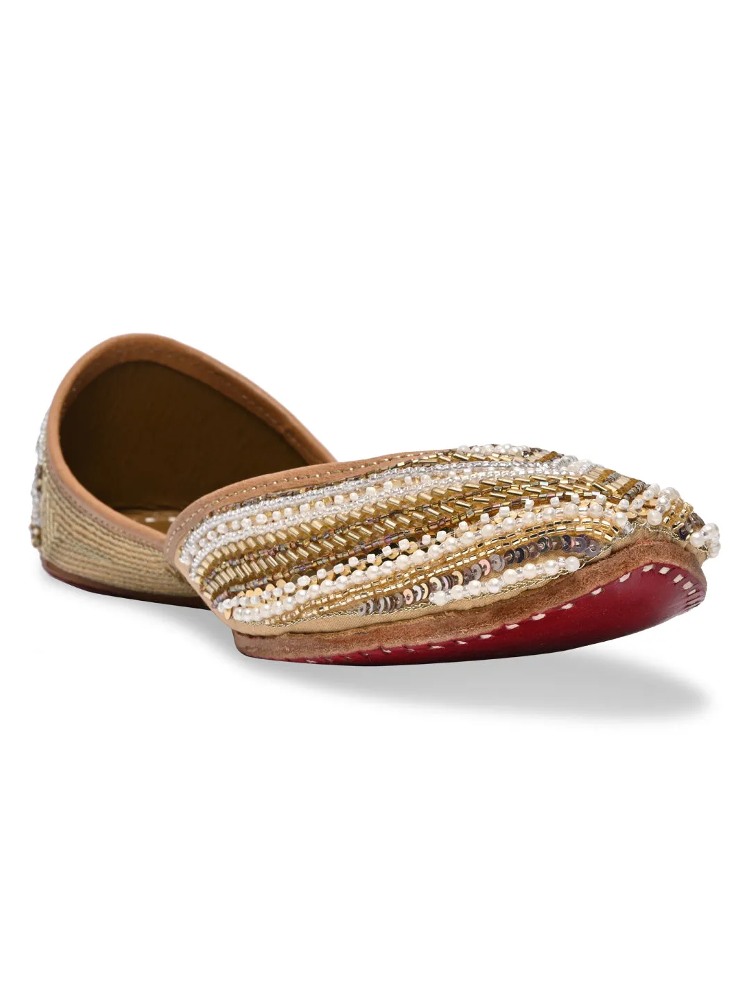 Rocia By Regal Gold Women Embroidered Jutties