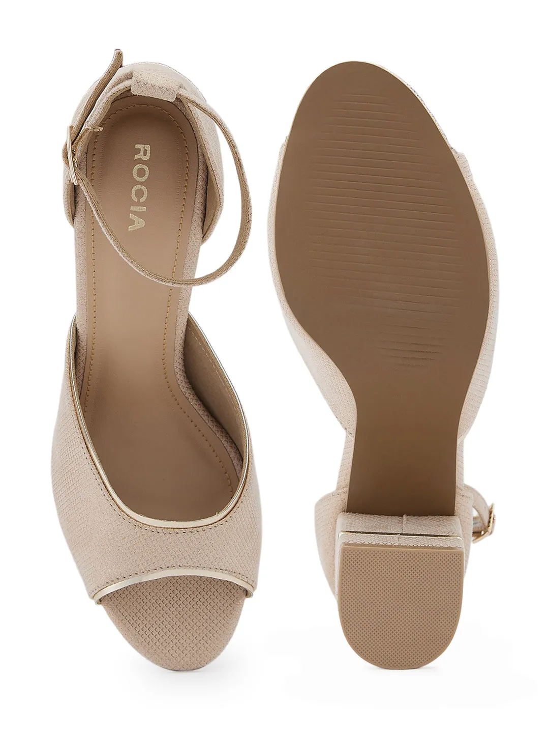 Rocia By Regal Gold Women Peep Toe Counter Back Elegant Sandal