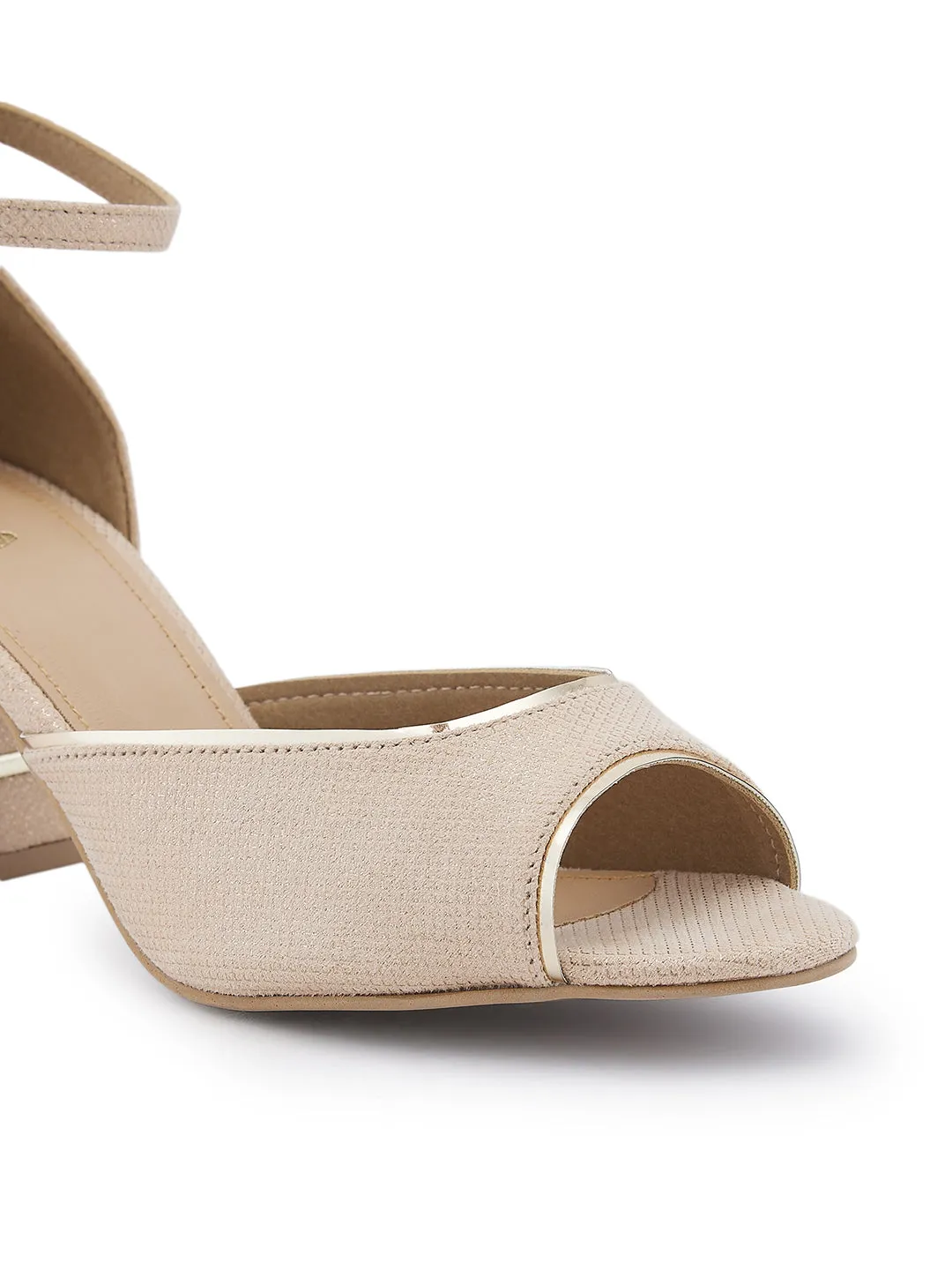 Rocia By Regal Gold Women Peep Toe Counter Back Elegant Sandal