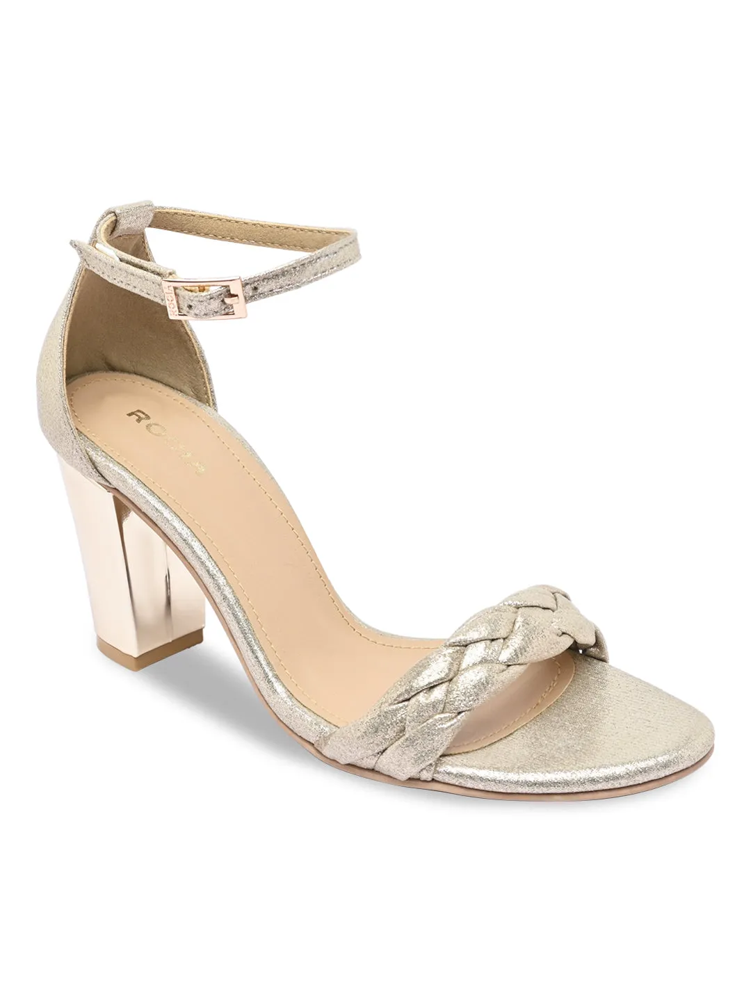 Rocia By Regal Gold Women Suede Block Heel Platforms