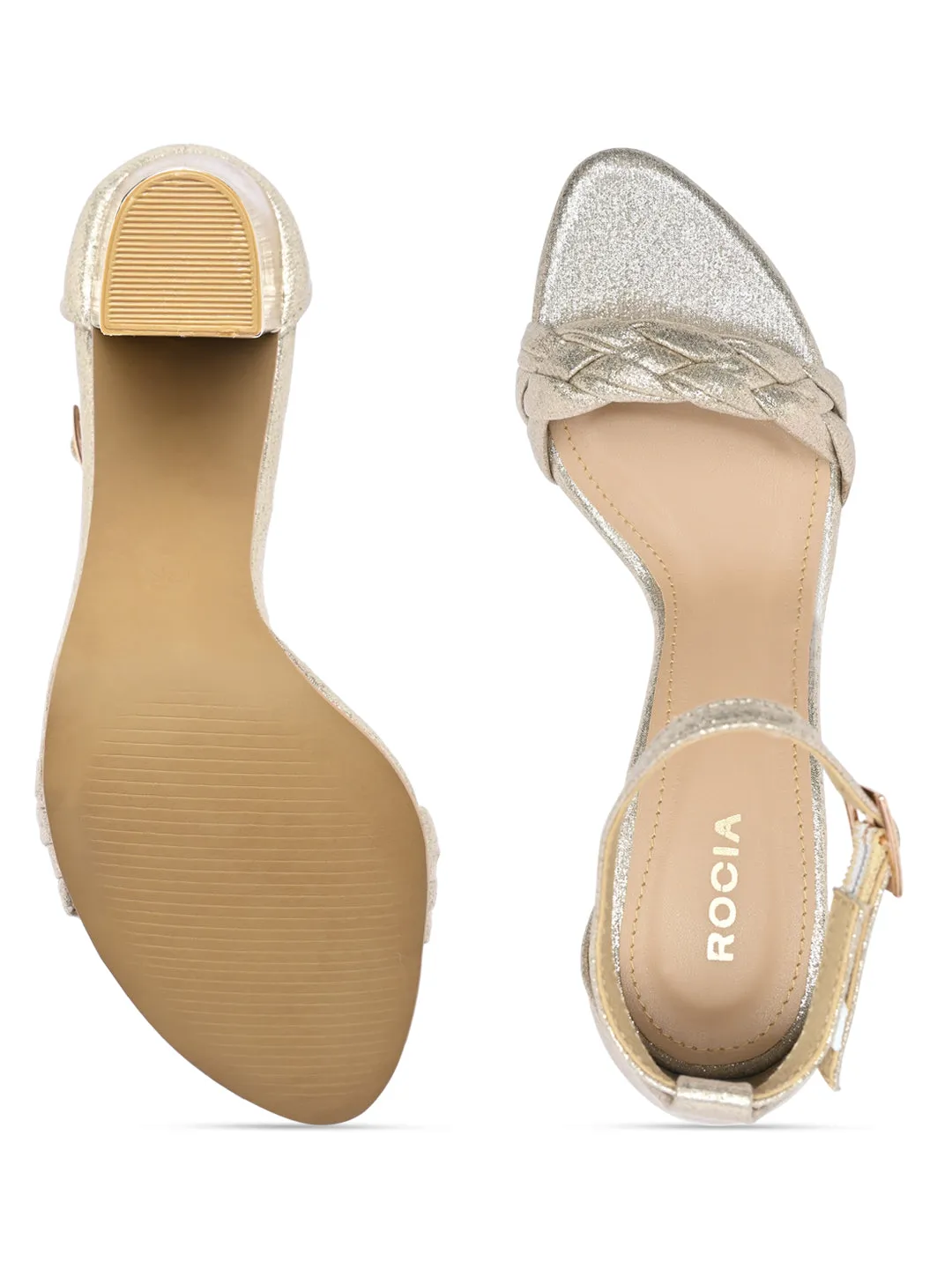 Rocia By Regal Gold Women Suede Block Heel Platforms
