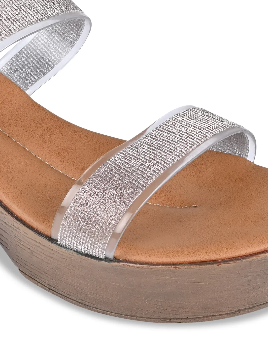 Rocia By Regal Gun Metal Women Vinyl Shimmer Block Heel Sandal