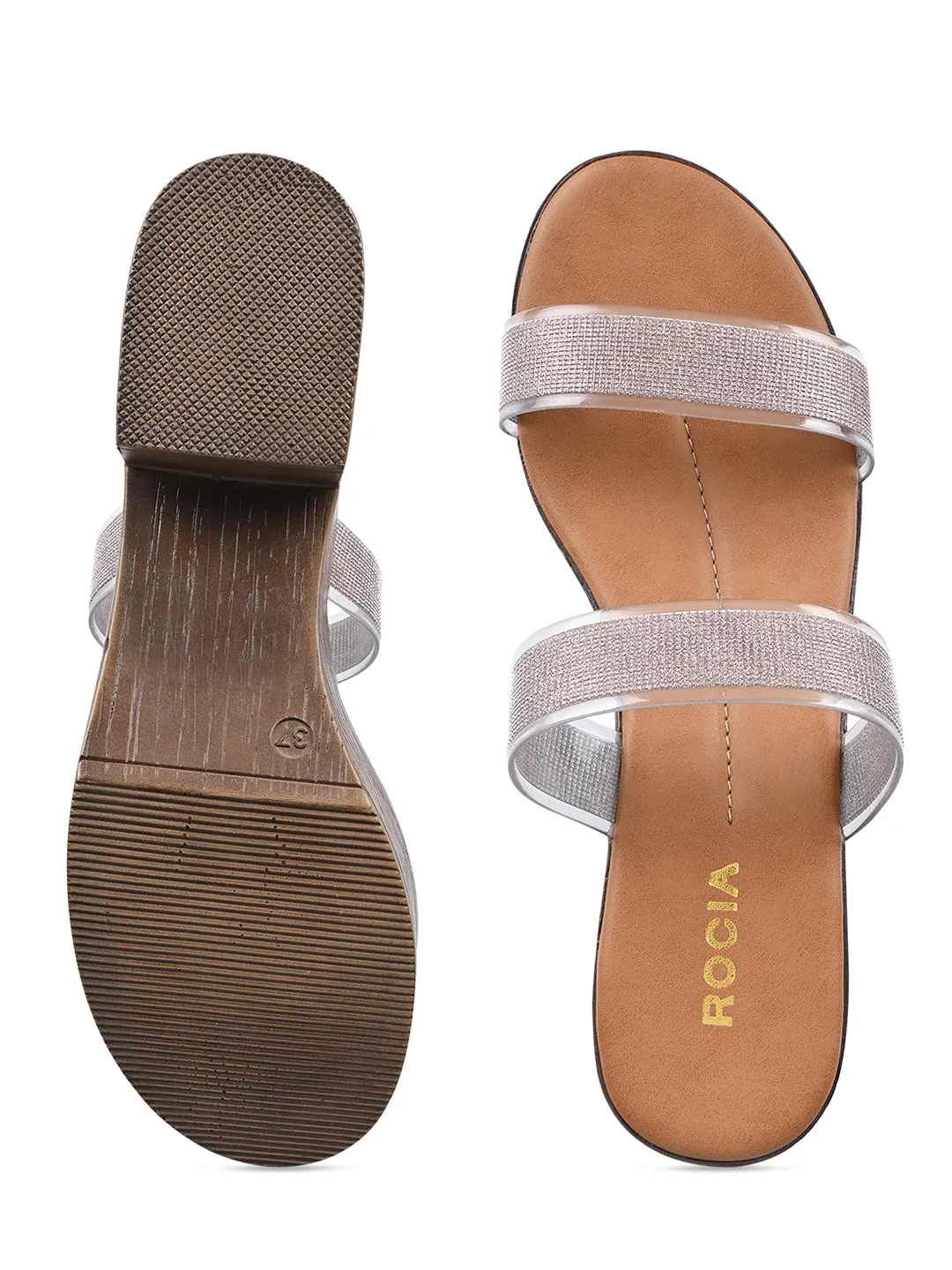 Rocia By Regal Gun Metal Women Vinyl Shimmer Block Heel Sandal