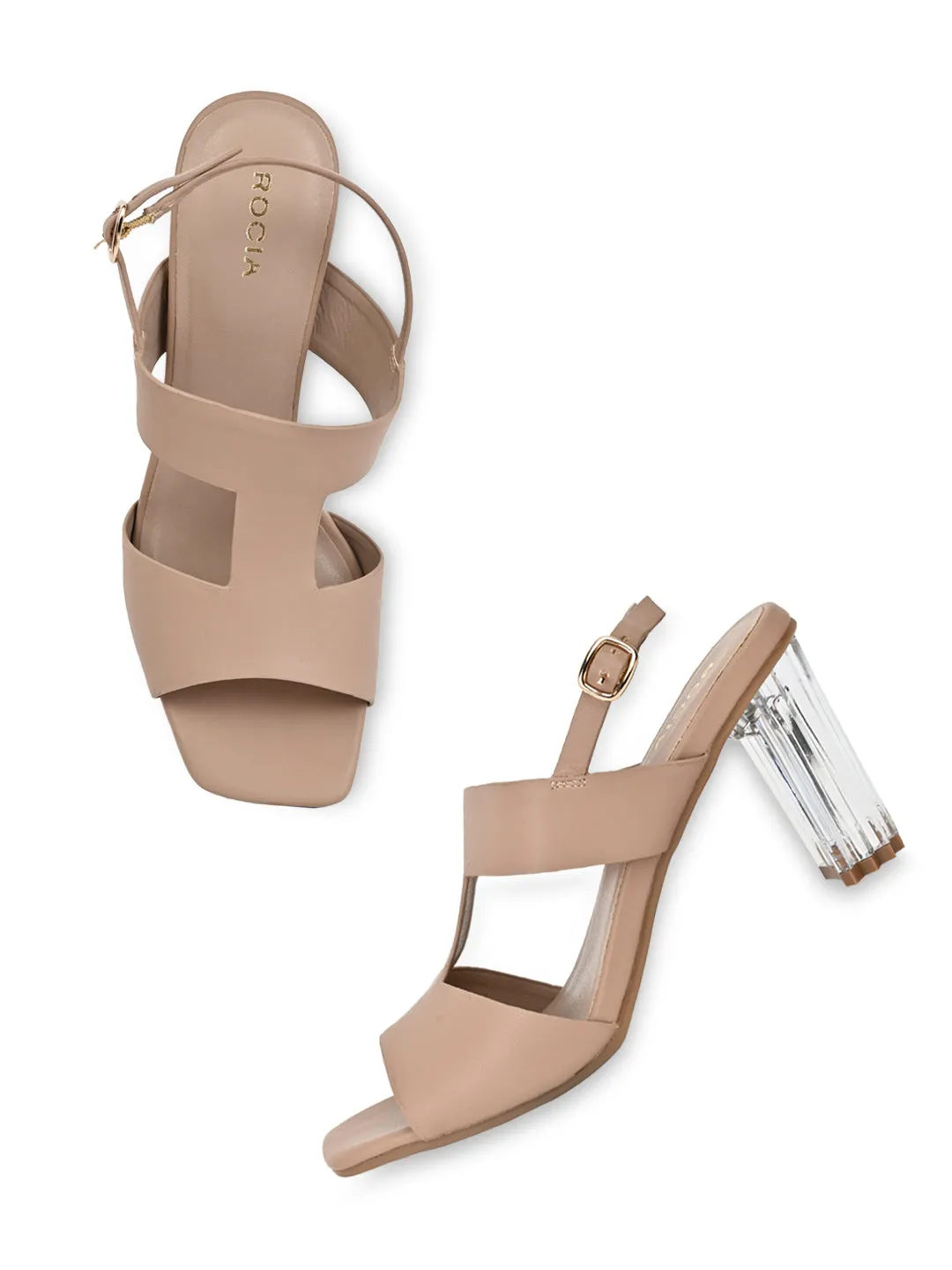 Rocia By Regal Peach Women Acrylic High Heel Sandals