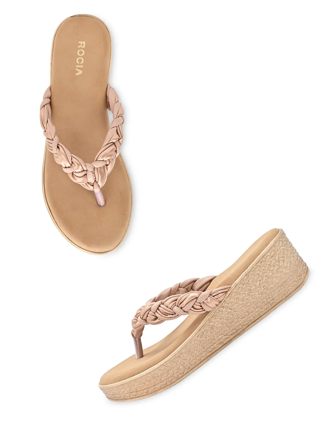 Rocia By Regal Pink Women Braided Casual Wedges