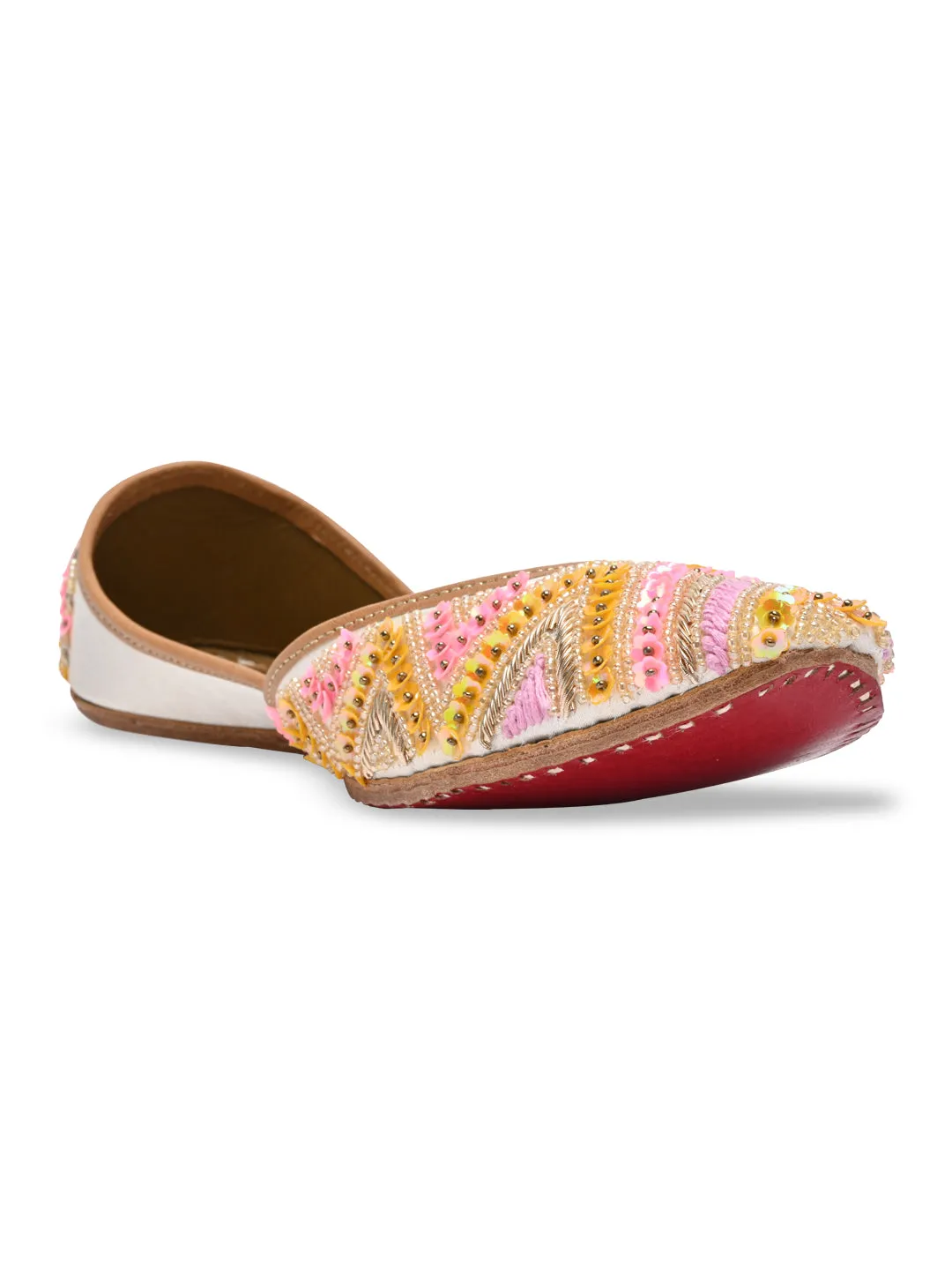 Rocia By Regal Pink Women Embroidered Jutties