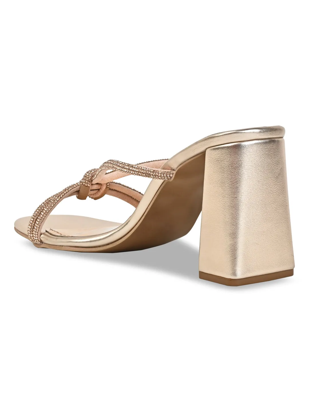 Rocia By Regal Rose Gold Women Diamond Embellished Block Heels