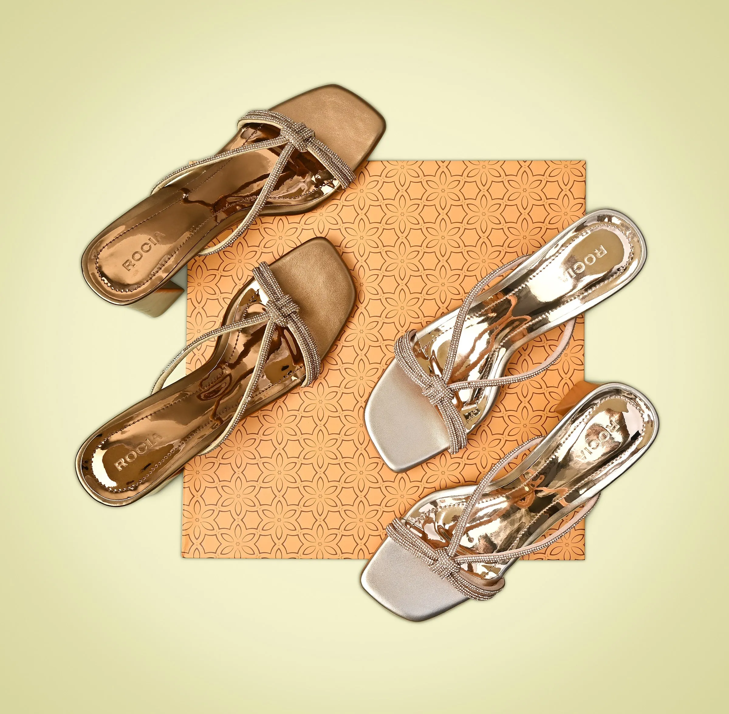 Rocia By Regal Rose Gold Women Diamond Embellished Block Heels