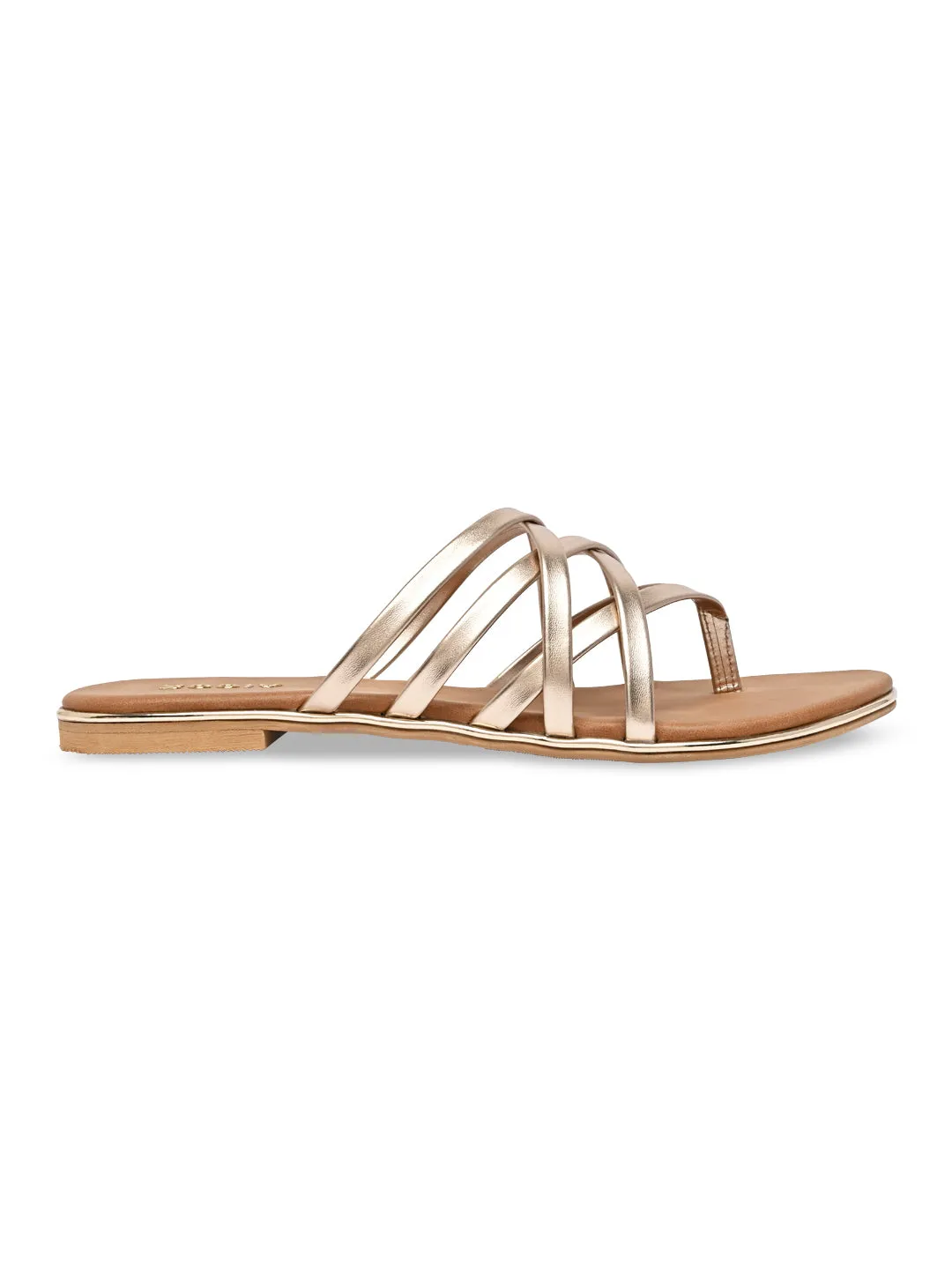 Rocia By Regal Rose Gold Women Strappy Flats
