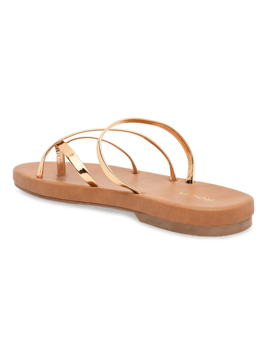 Rocia By Regal Rose Gold Women Strappy Flats