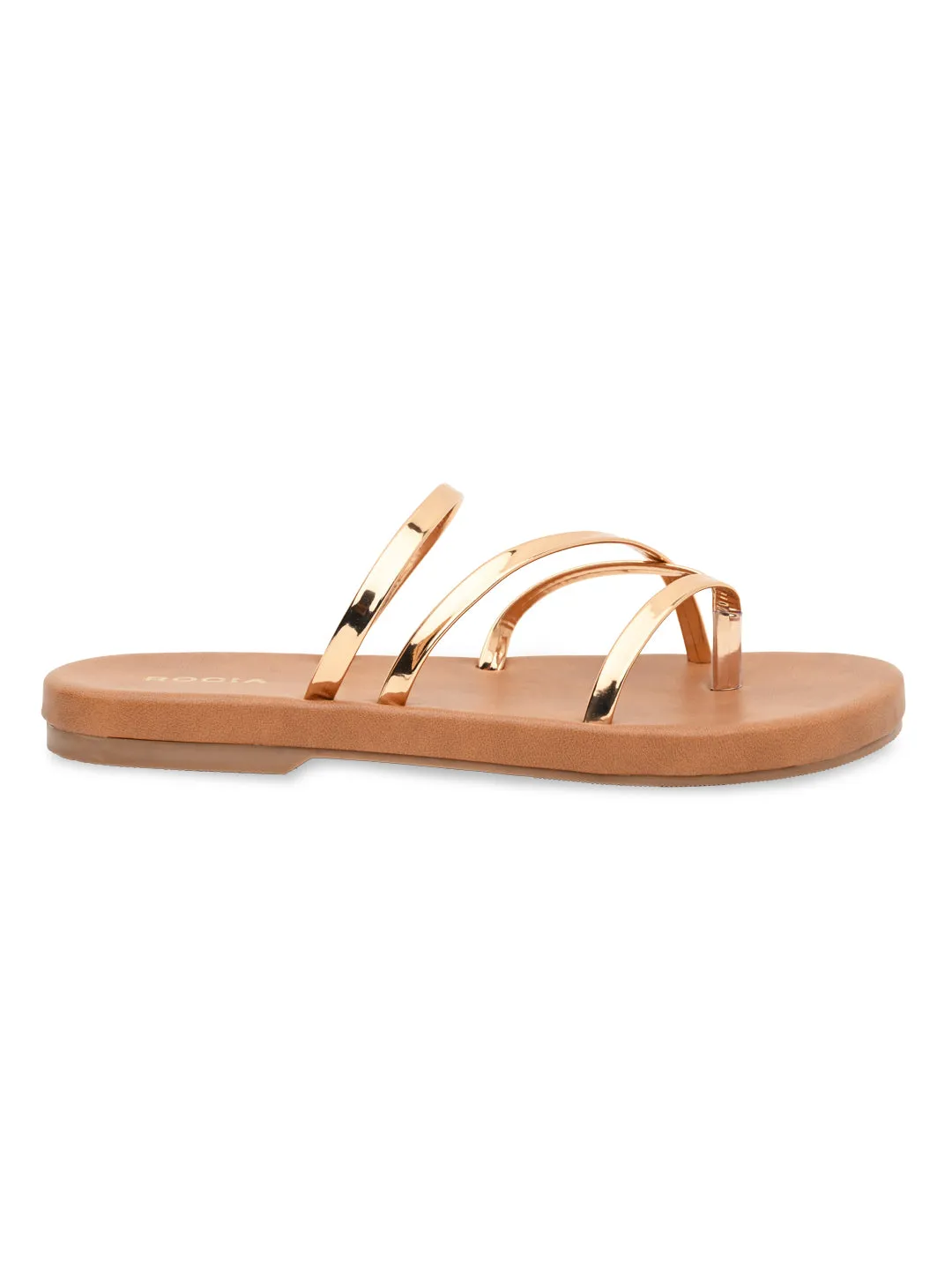 Rocia By Regal Rose Gold Women Strappy Flats