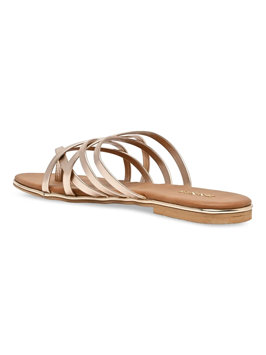 Rocia By Regal Rose Gold Women Strappy Flats