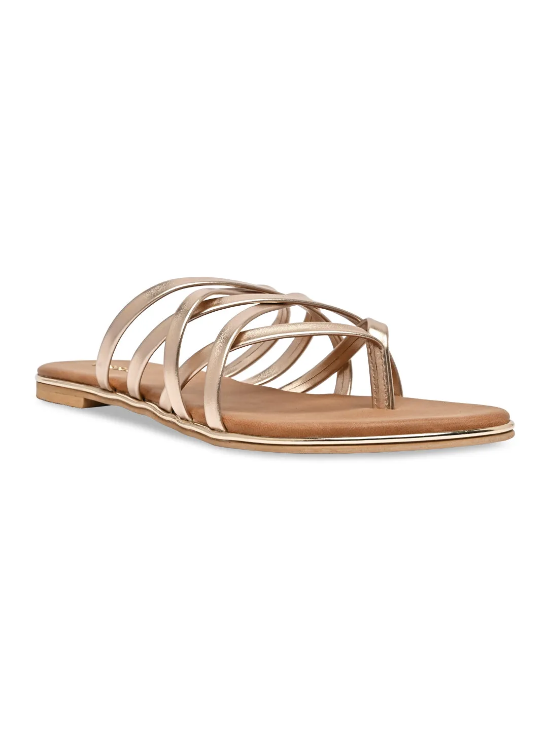 Rocia By Regal Rose Gold Women Strappy Flats
