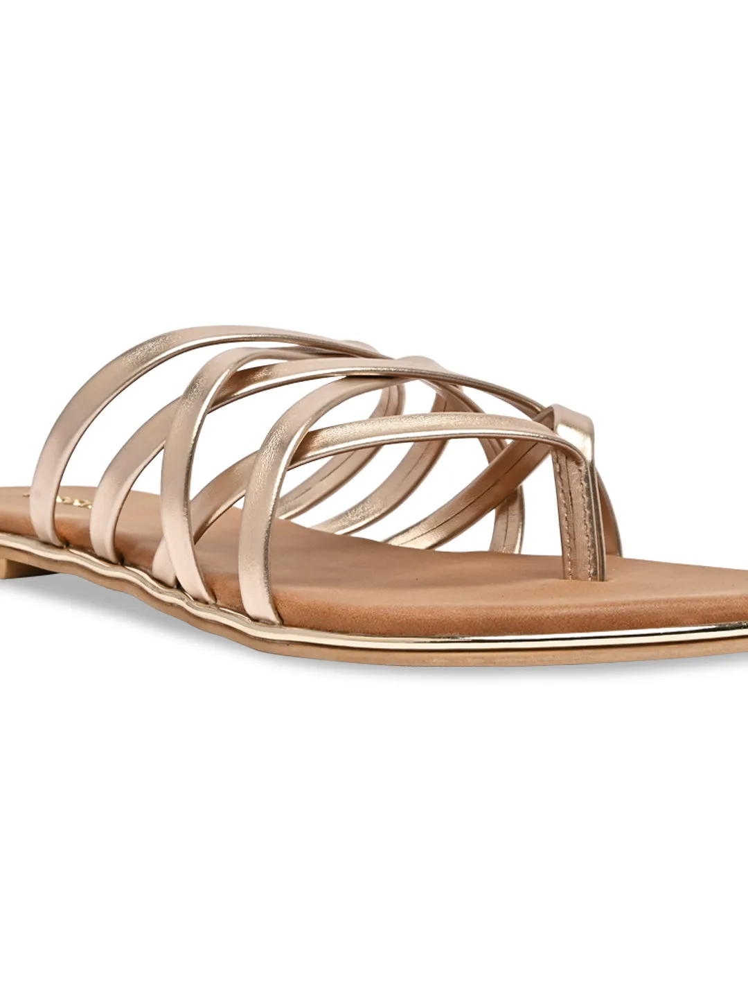 Rocia By Regal Rose Gold Women Strappy Flats