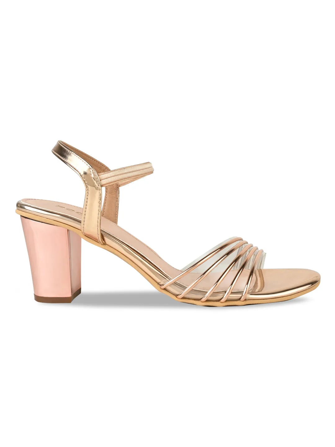 Rocia By Regal Rose Gold Women Vinyl Block Heel Sandal