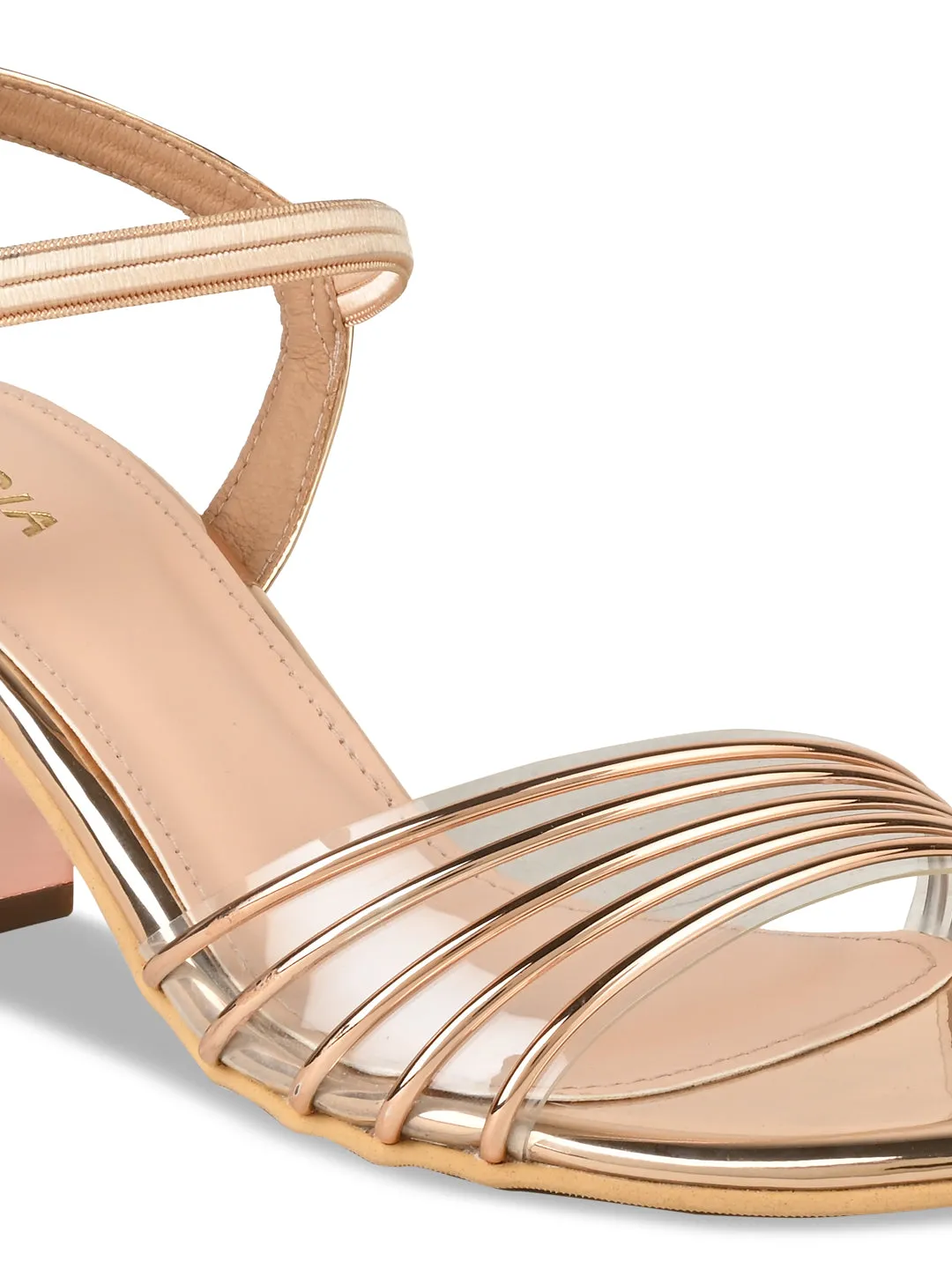 Rocia By Regal Rose Gold Women Vinyl Block Heel Sandal