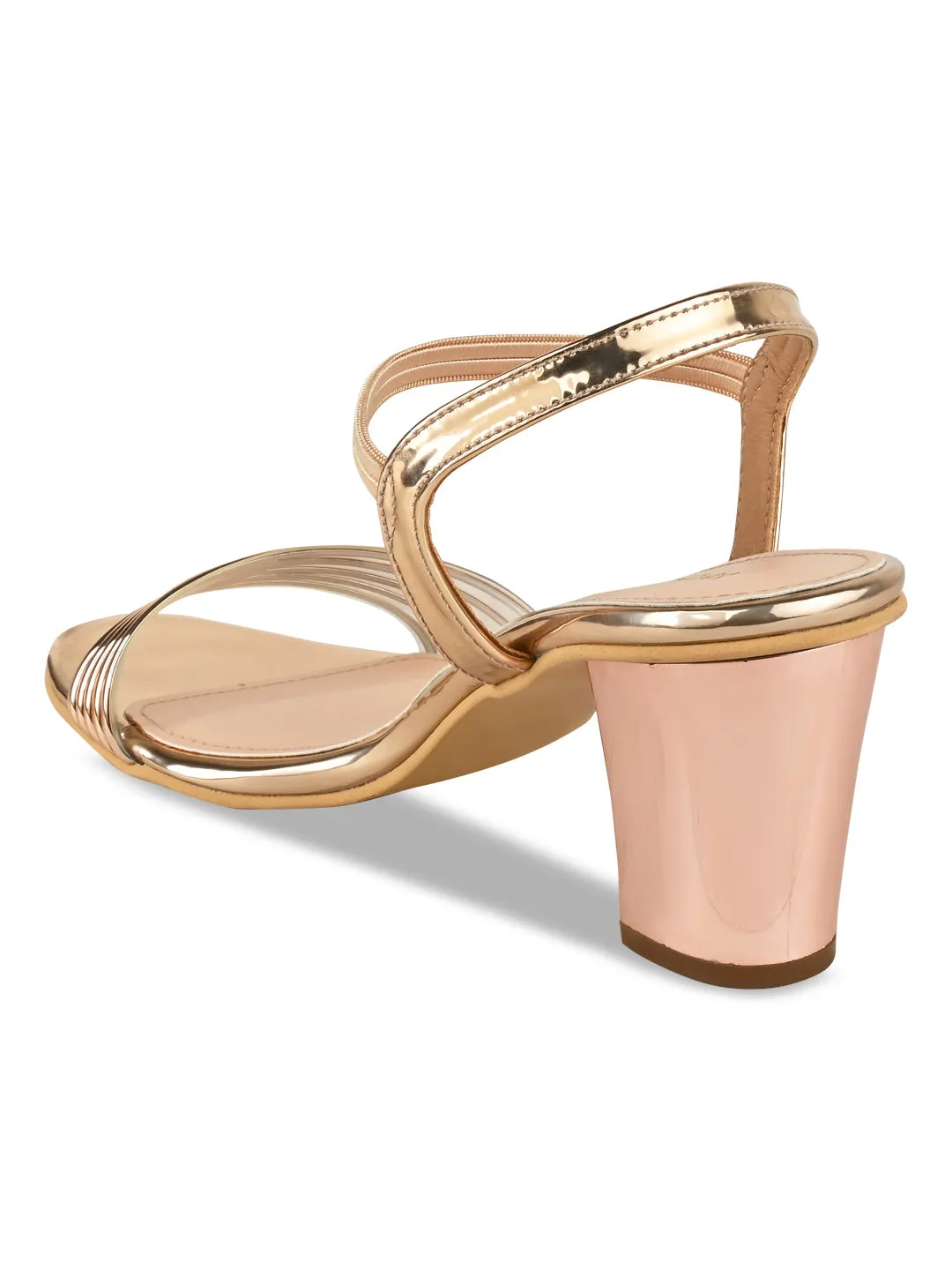 Rocia By Regal Rose Gold Women Vinyl Block Heel Sandal