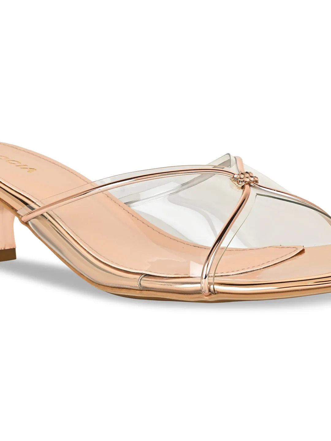 Rocia By Regal Rose Gold Women Vinyl Kitten Heel Sandal