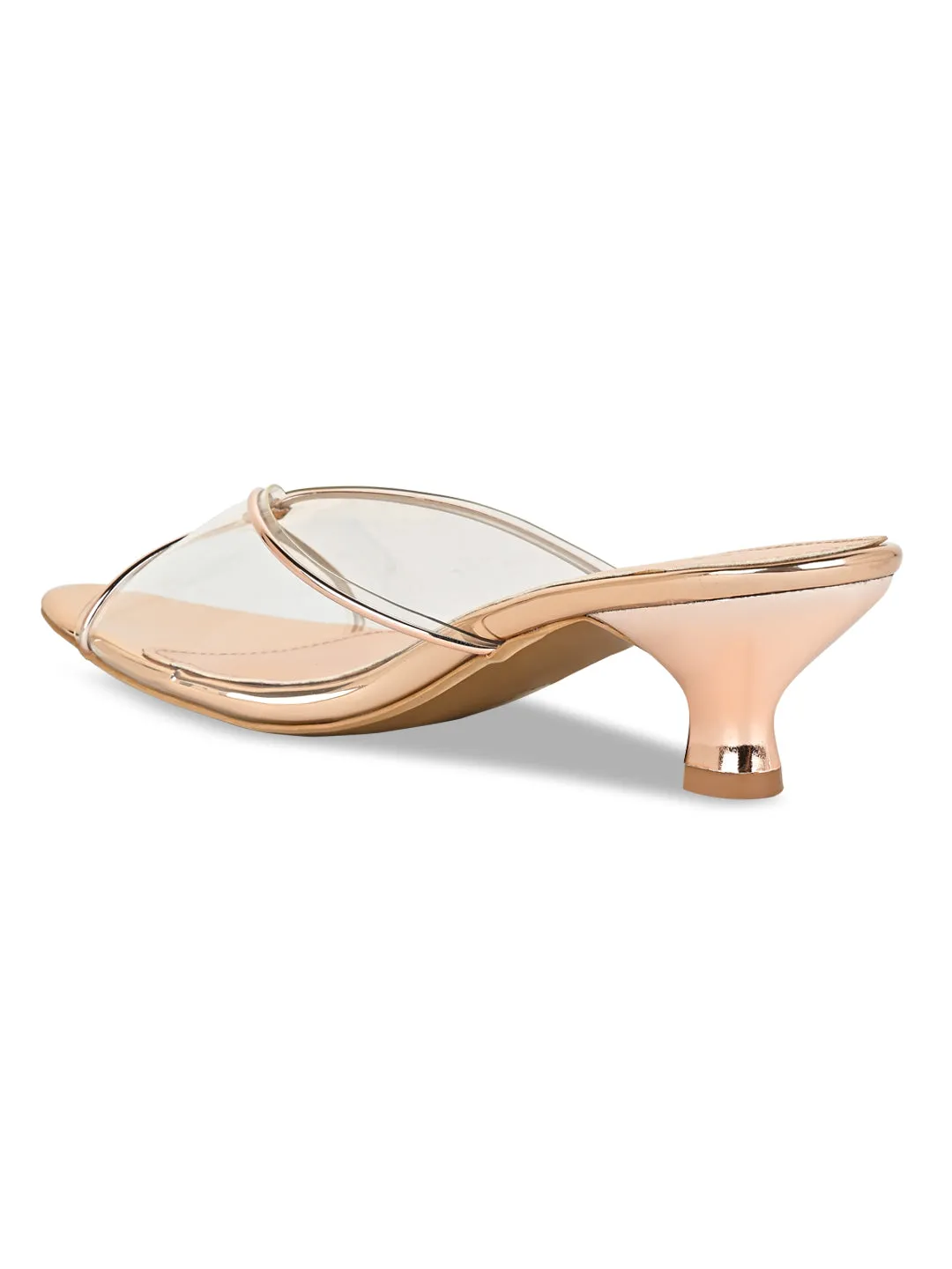 Rocia By Regal Rose Gold Women Vinyl Kitten Heel Sandal