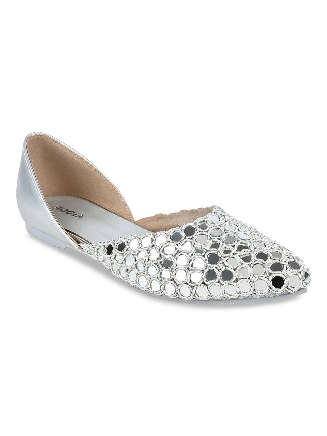 Rocia By Regal Silver Women Abla Work Mojaris
