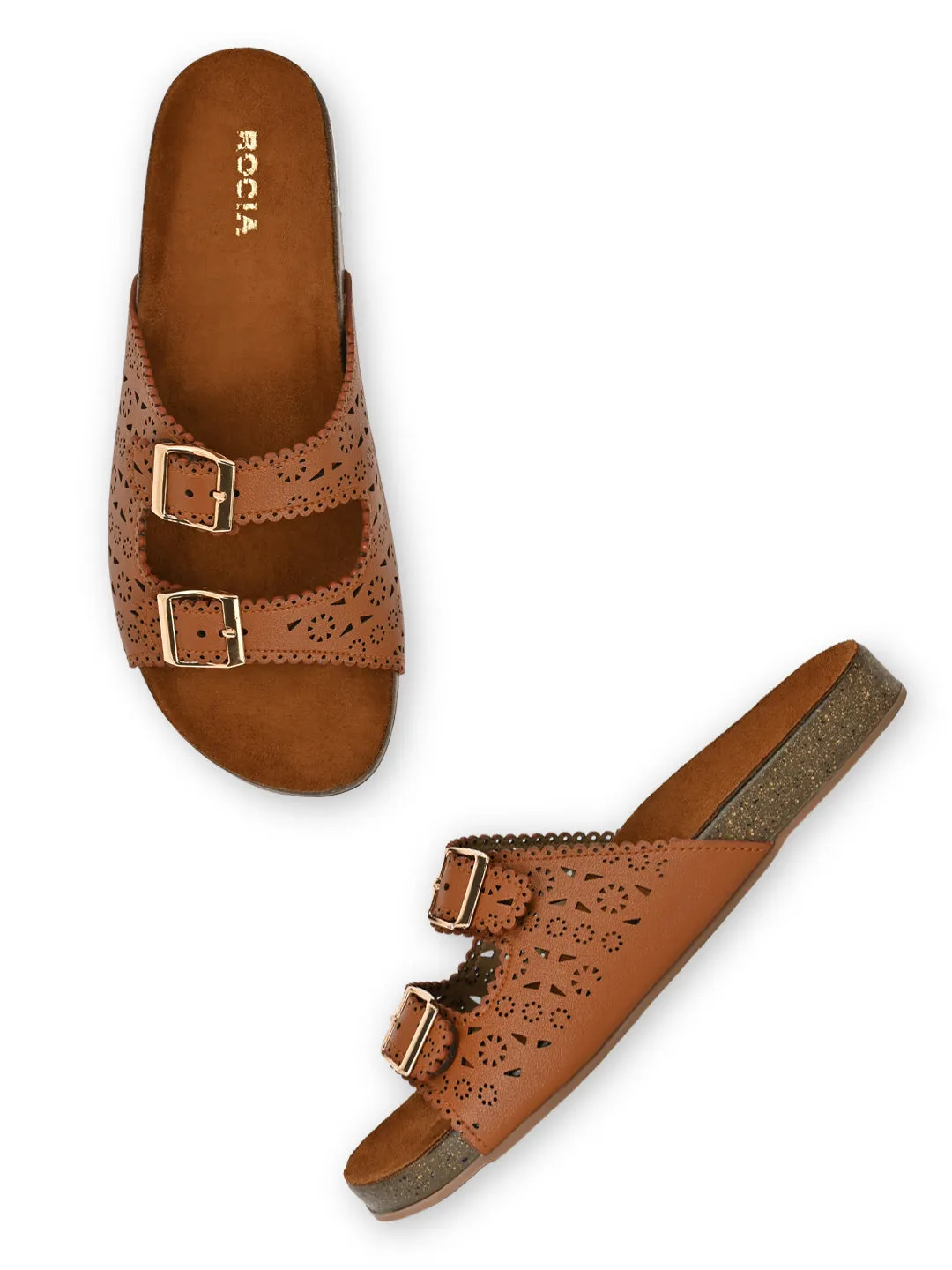 Rocia By Regal Tan Women Casual Laser Cut Flats