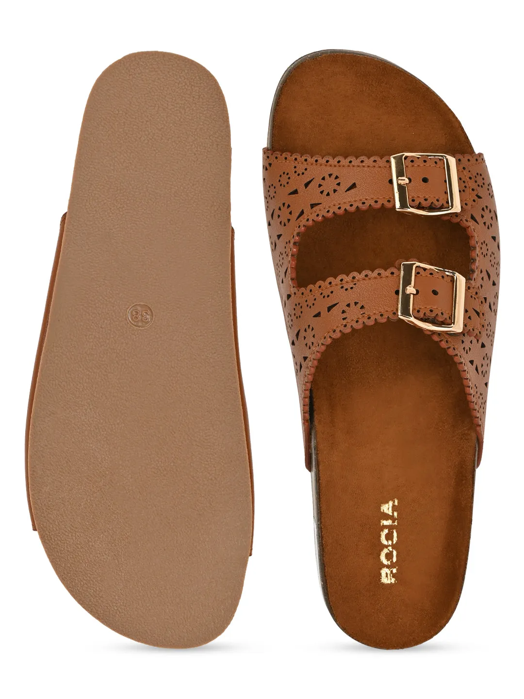 Rocia By Regal Tan Women Casual Laser Cut Flats