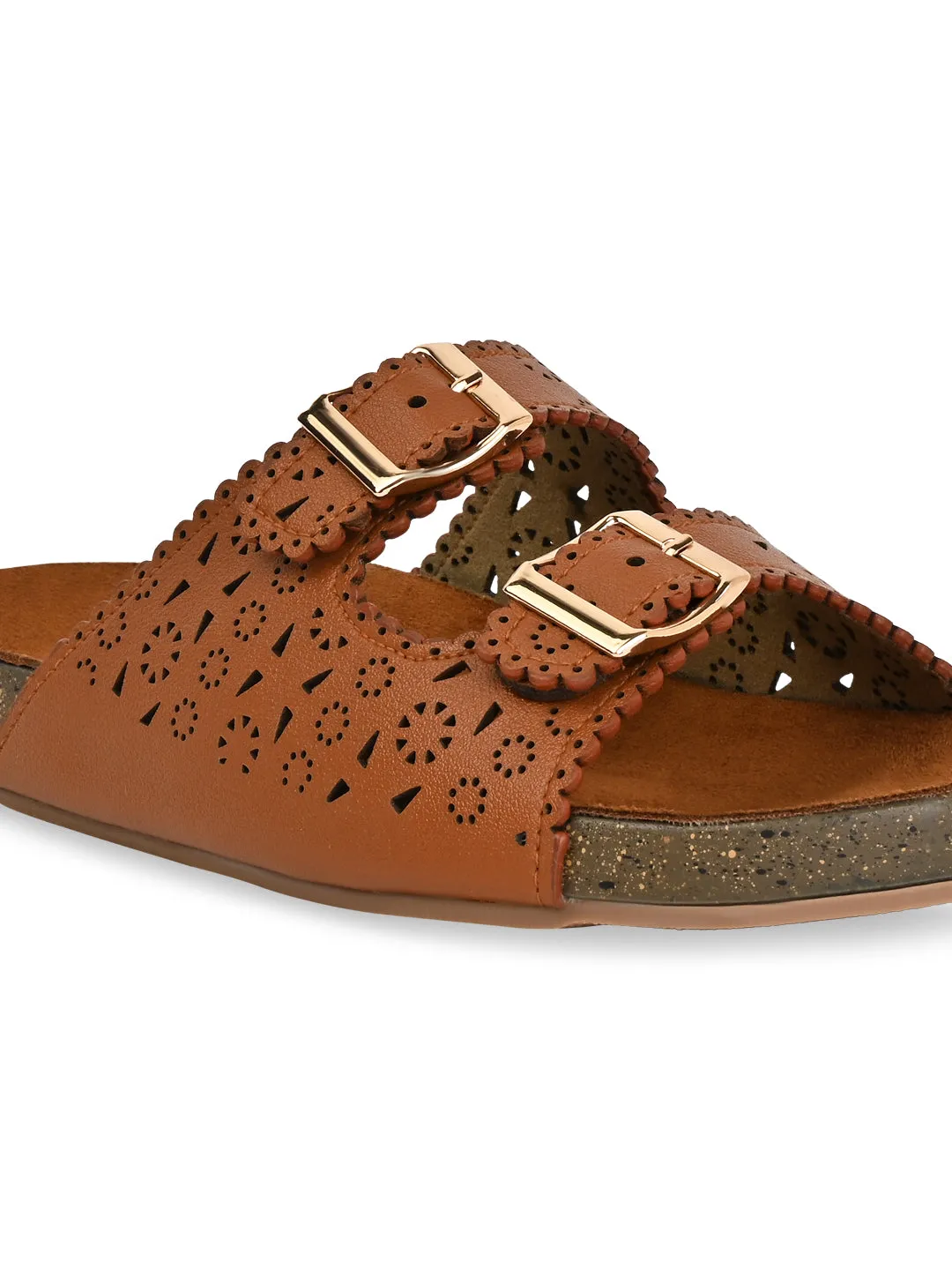 Rocia By Regal Tan Women Casual Laser Cut Flats