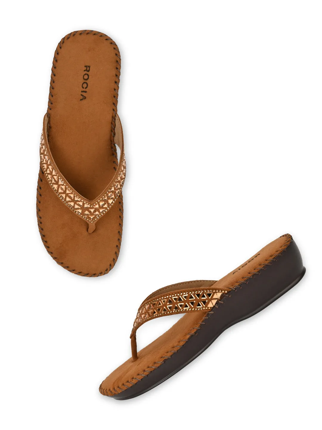 Rocia By Regal Tan Women Comfort Diamond Thongs