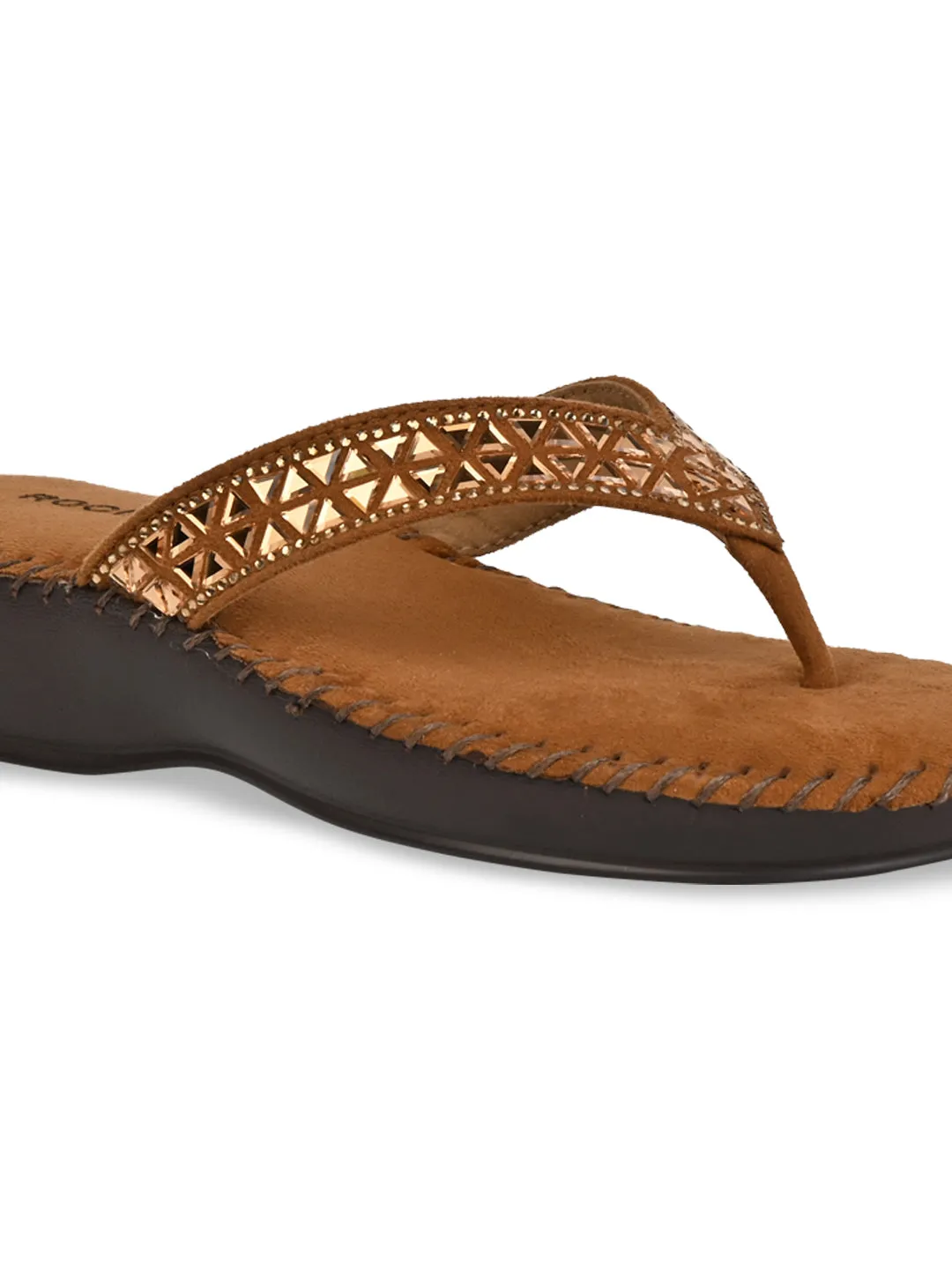 Rocia By Regal Tan Women Comfort Diamond Thongs
