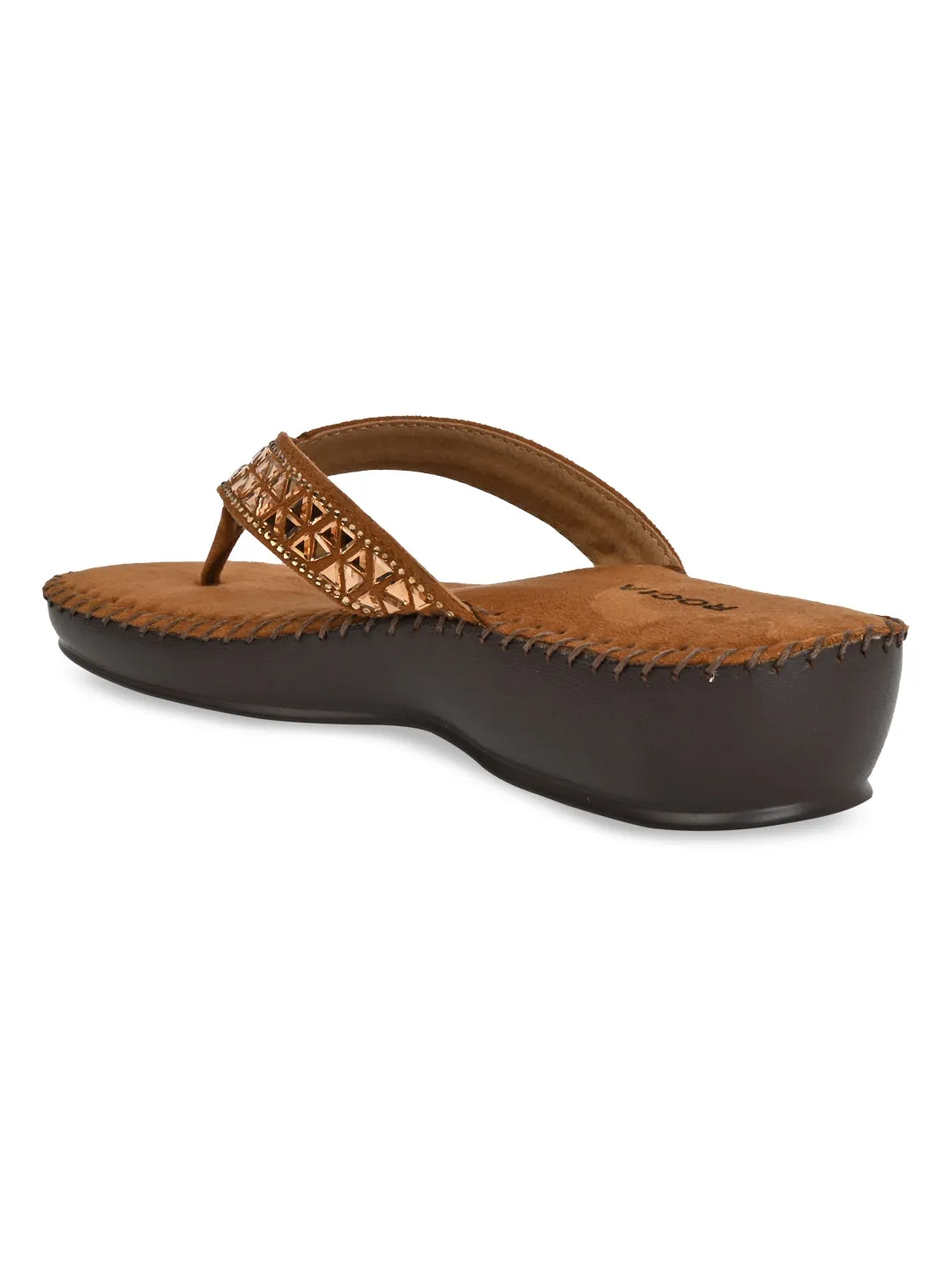 Rocia By Regal Tan Women Comfort Diamond Thongs