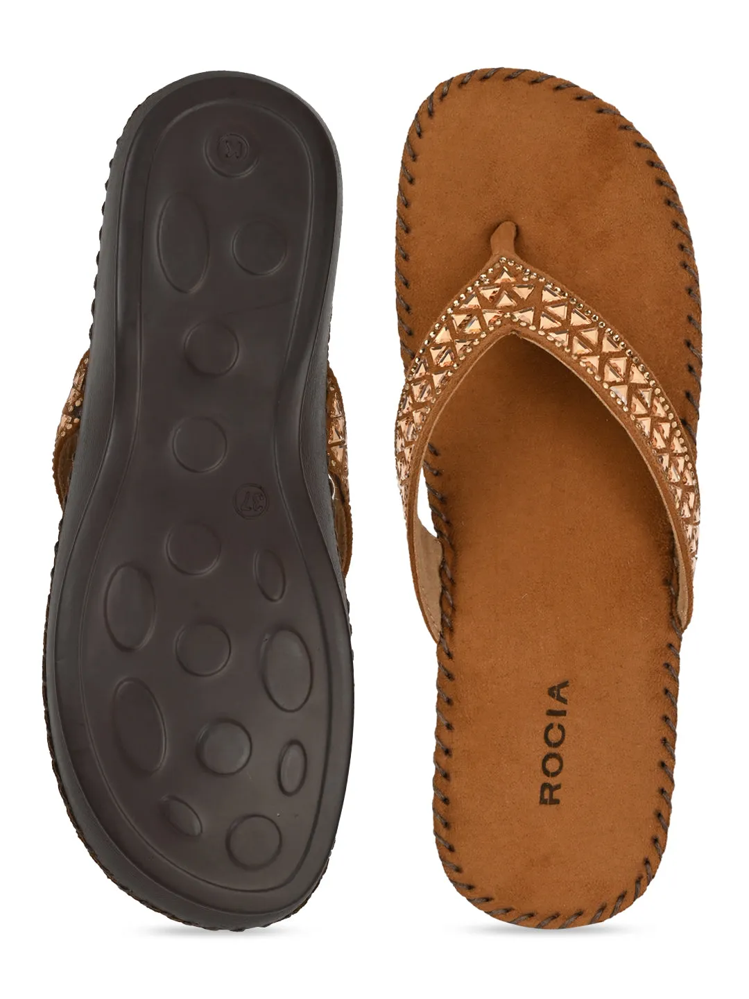 Rocia By Regal Tan Women Comfort Diamond Thongs