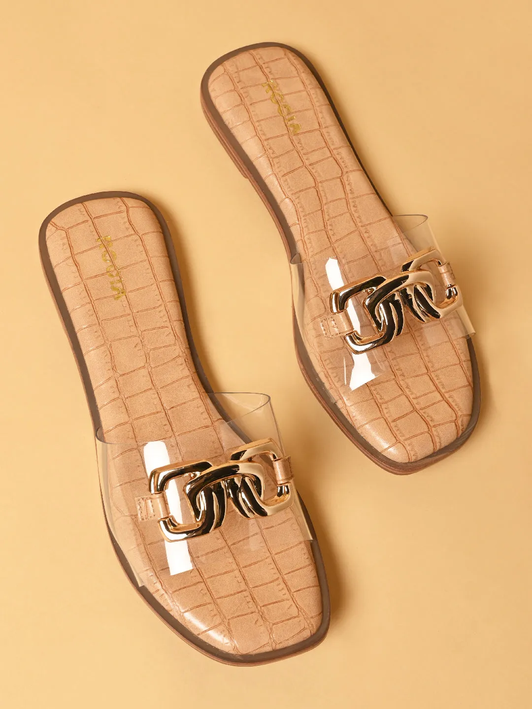 Rocia By Regal Transparent Women Buckled Sliders