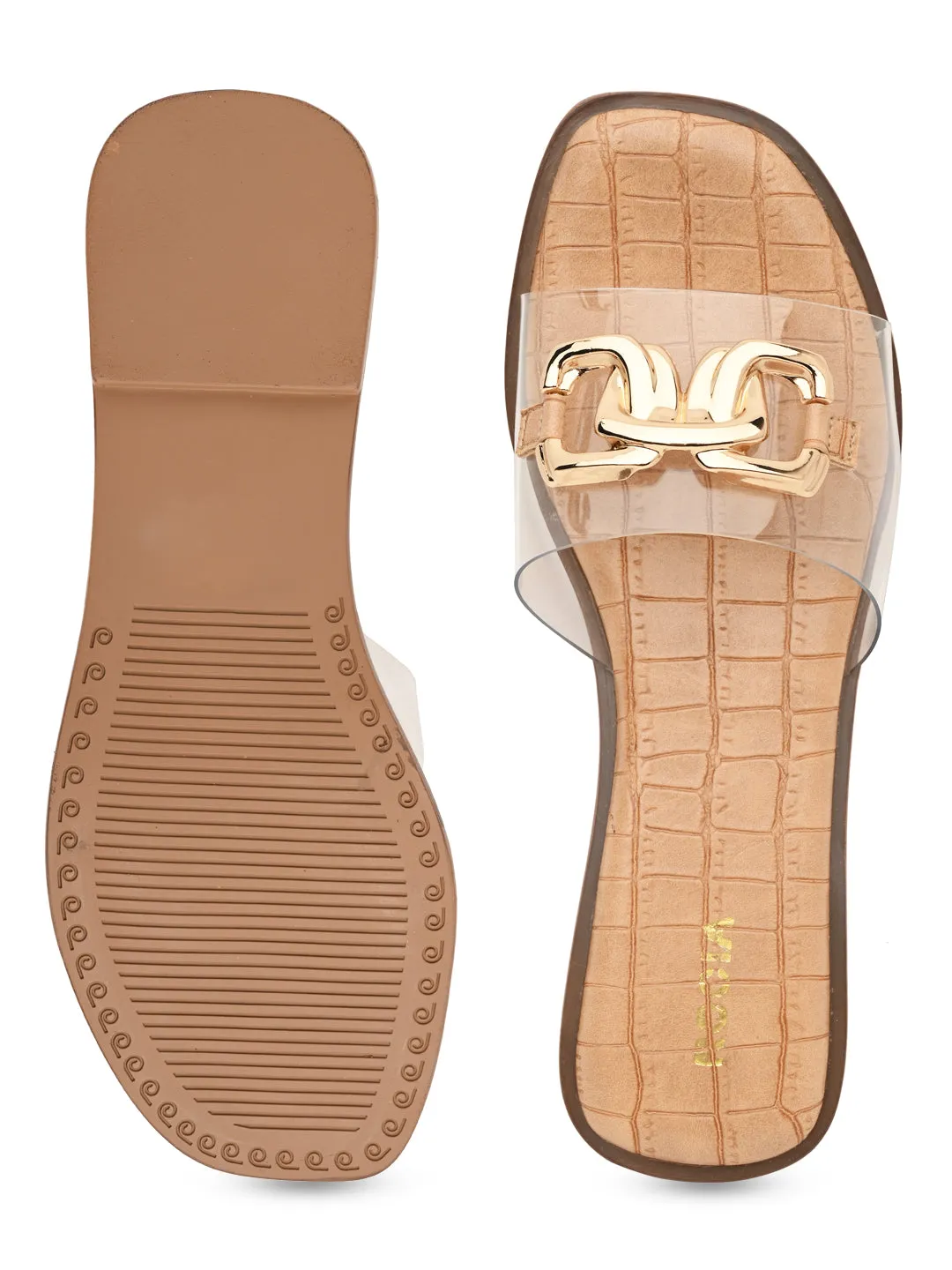 Rocia By Regal Transparent Women Buckled Sliders