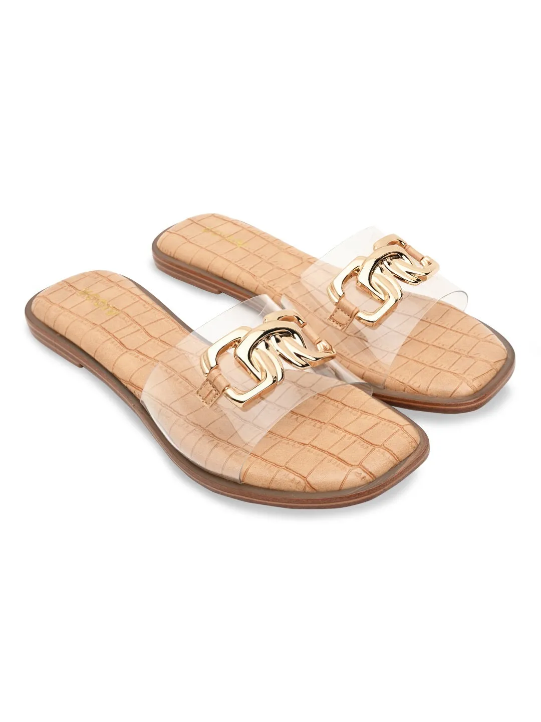 Rocia By Regal Transparent Women Buckled Sliders