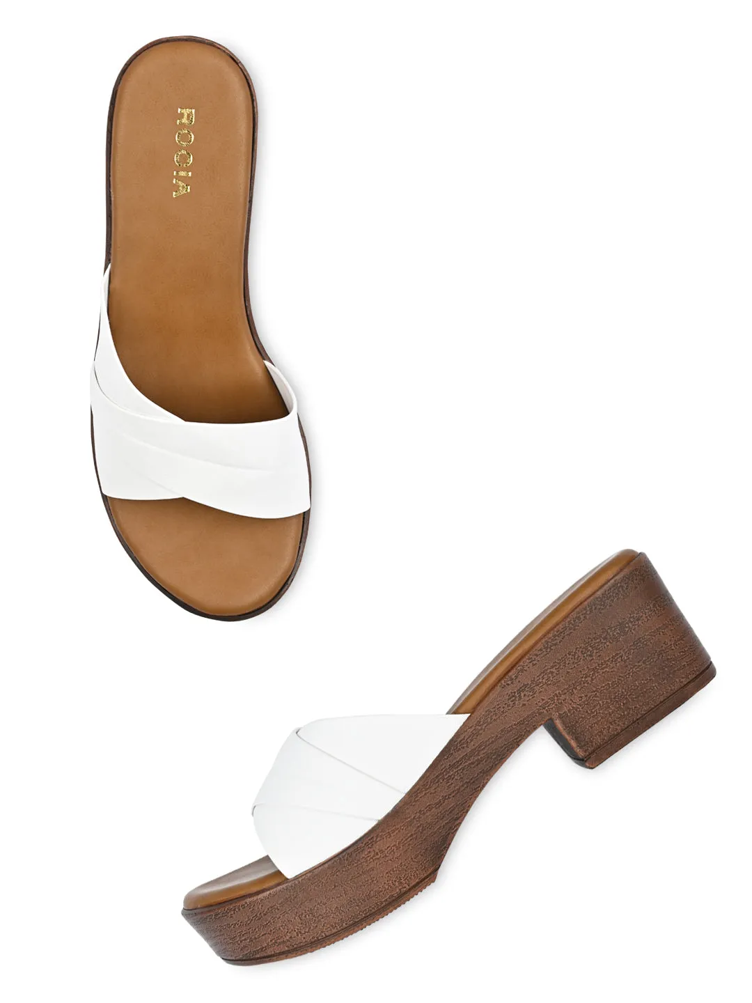 Rocia By Regal White Women Casual Box Heel Sandals