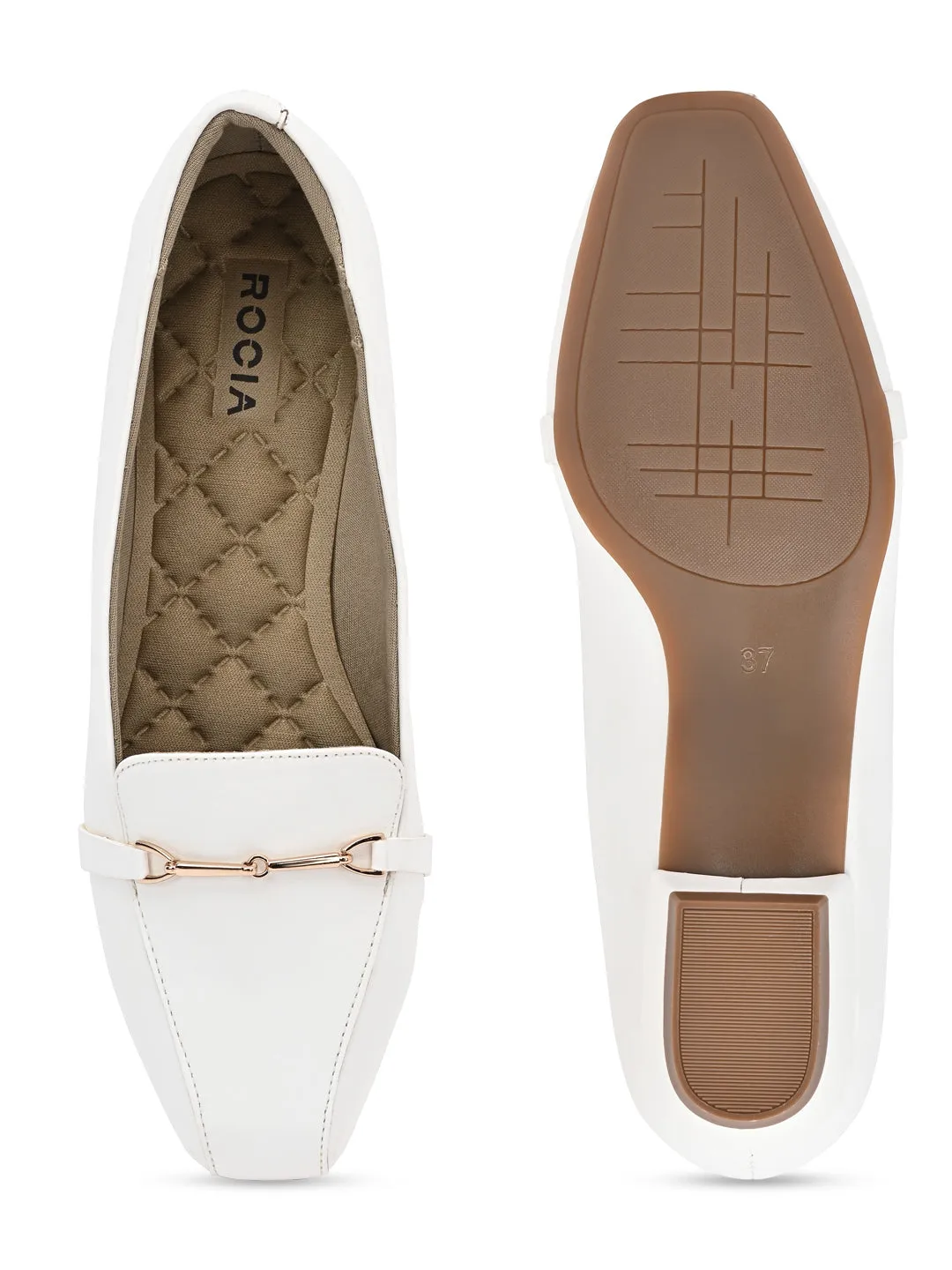 Rocia By Regal White Women Classic Square Toe Pumps