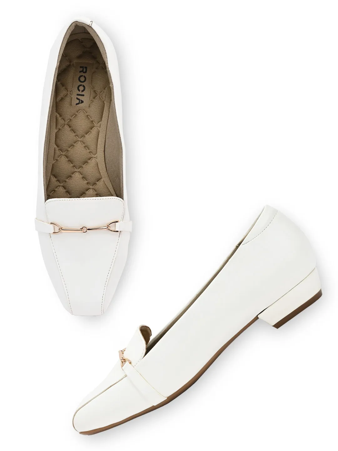 Rocia By Regal White Women Classic Square Toe Pumps
