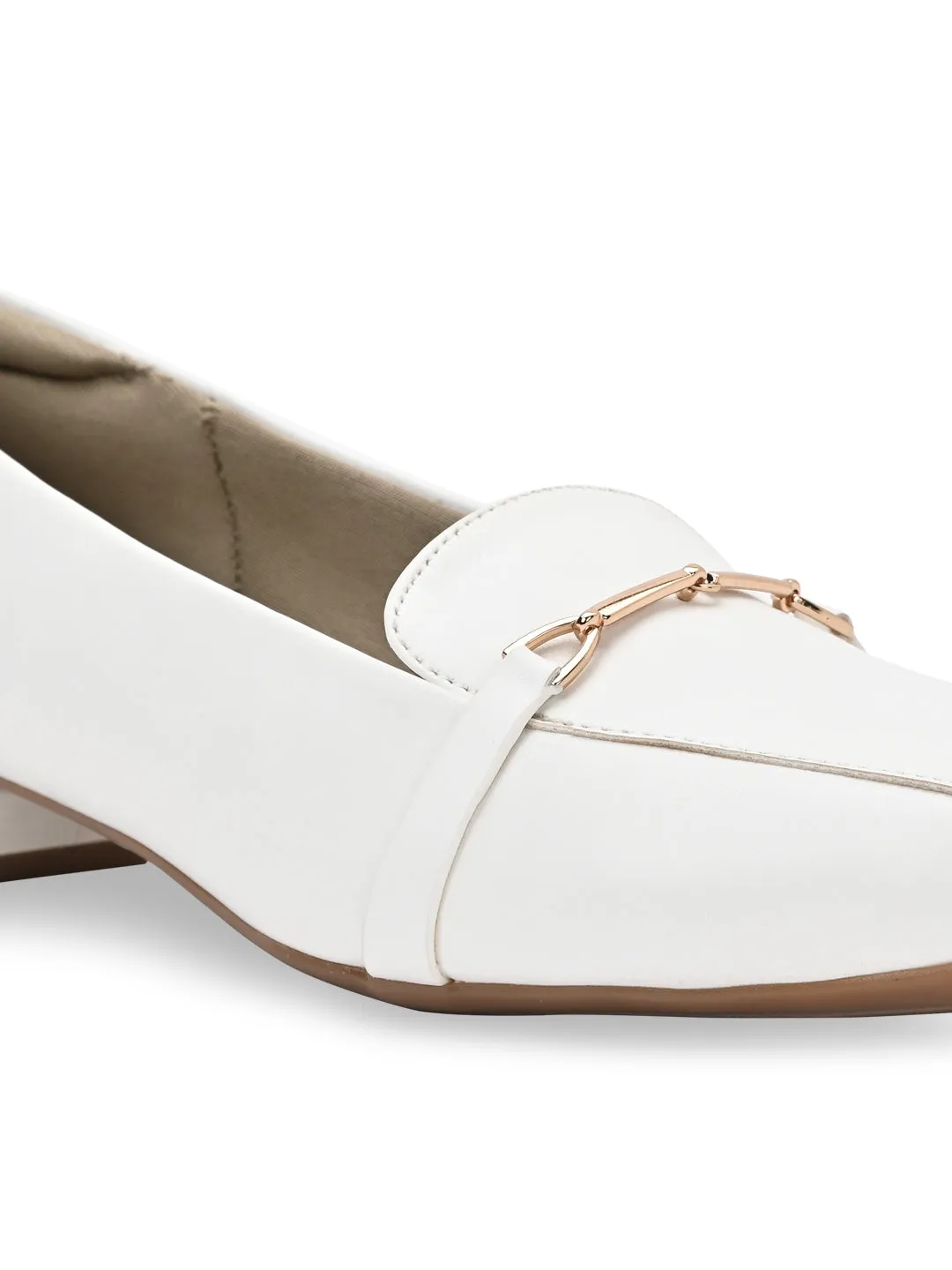 Rocia By Regal White Women Classic Square Toe Pumps