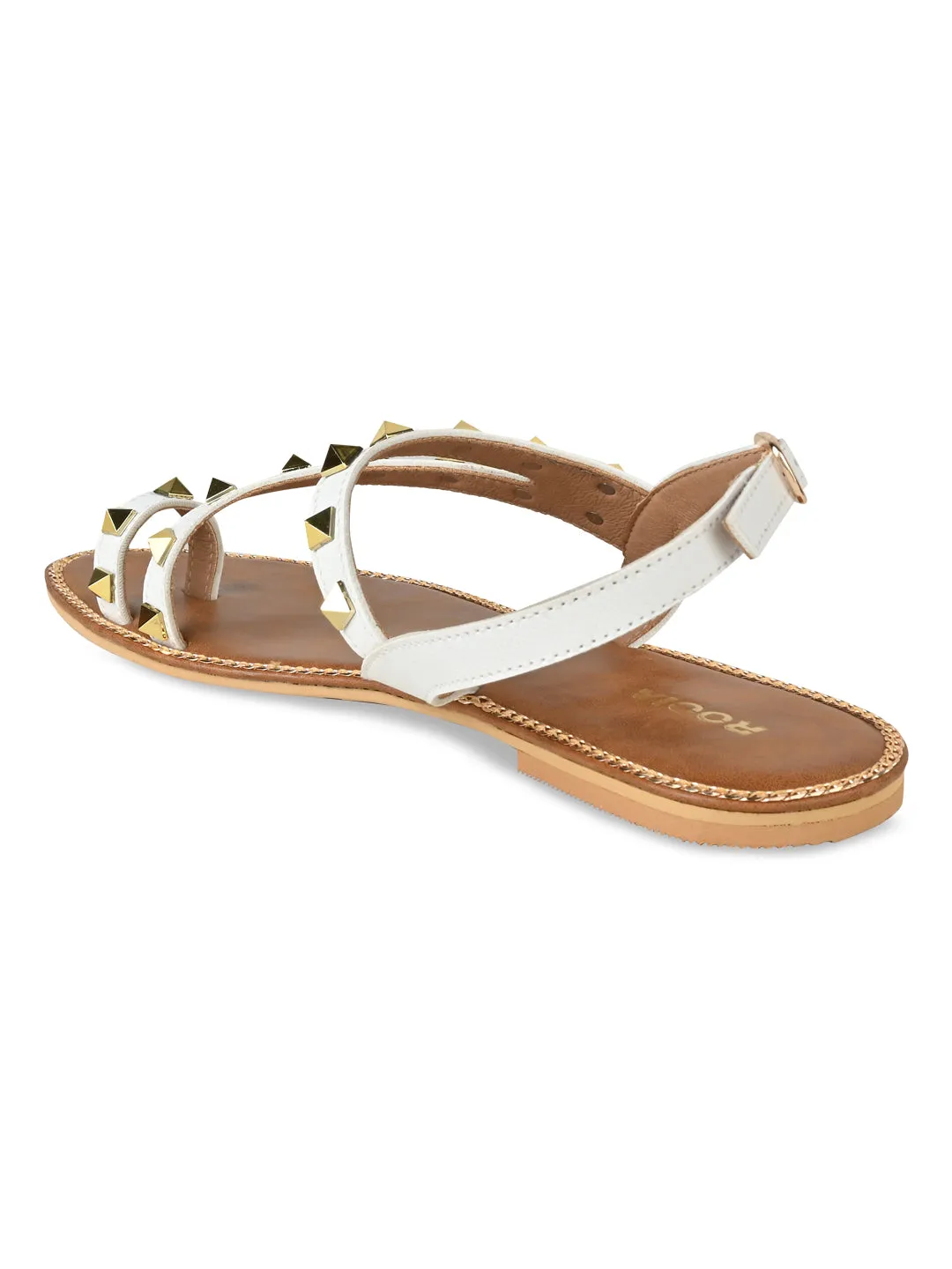 Rocia By Regal White Women Studded Flat Sandals