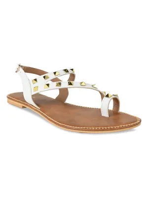 Rocia By Regal White Women Studded Flat Sandals