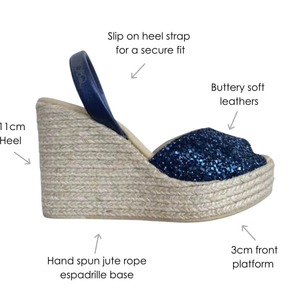Roxy Wedge ('23 Edit) in Navy Glitter