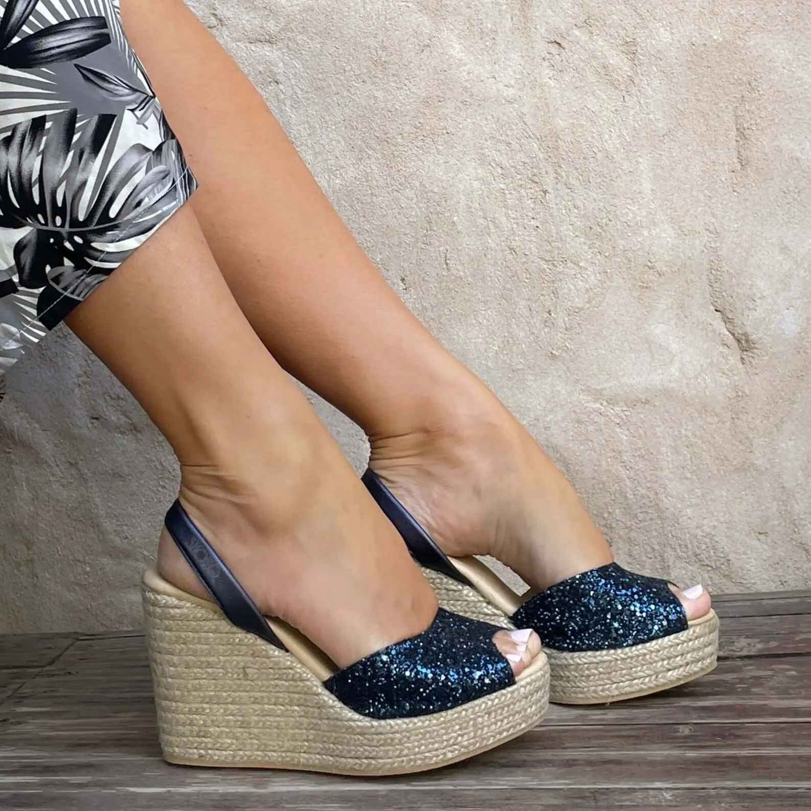 Roxy Wedge ('23 Edit) in Navy Glitter