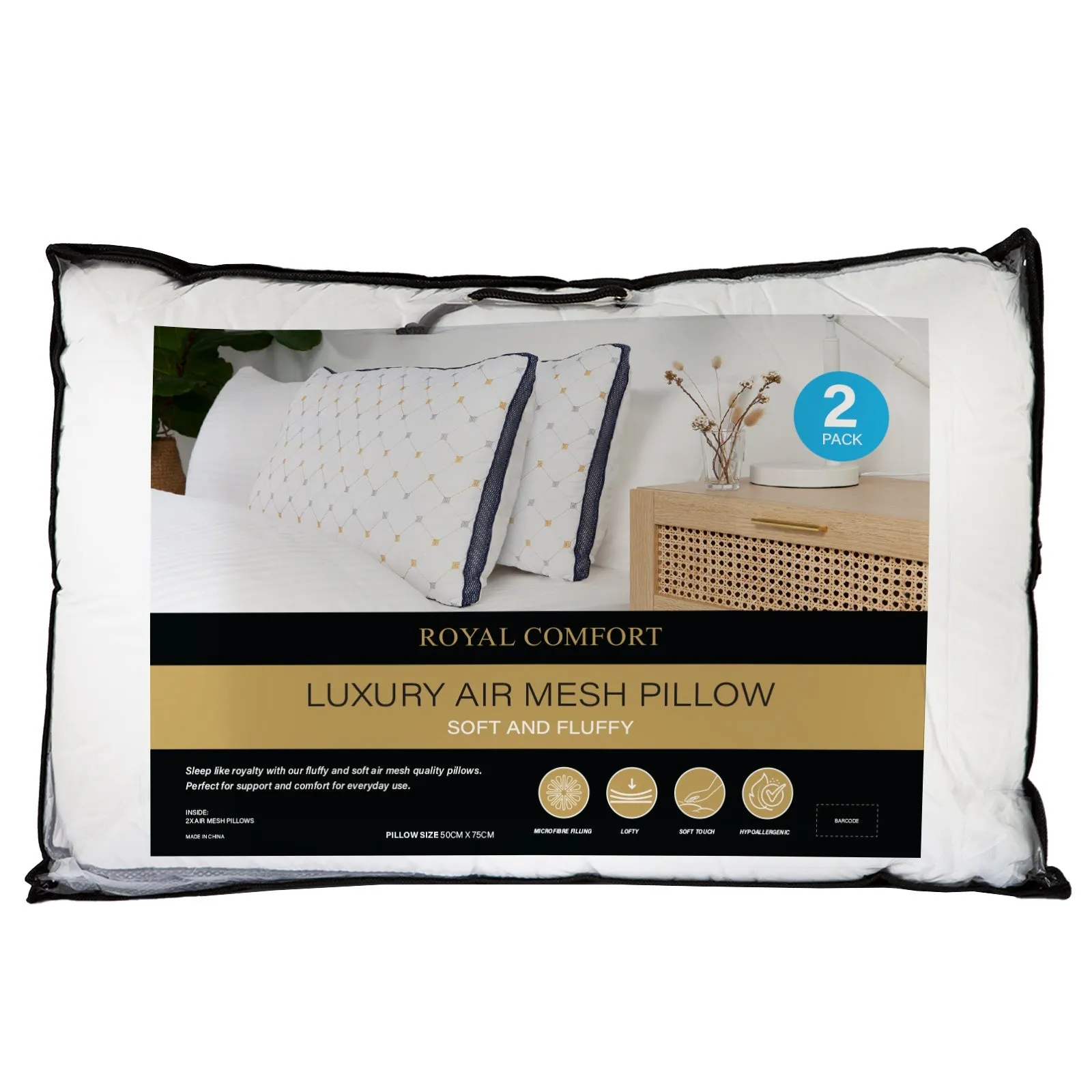 Royal Comfort Luxury Air Mesh Pillows Hotel Quality Checked Ultra Comfort TWIN PACK