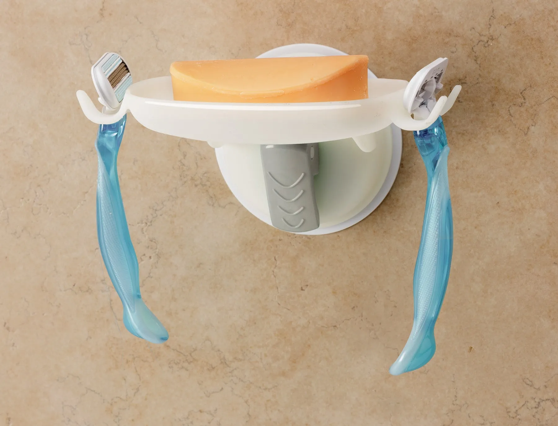 Safe-Er-Grip™ Soap Dish with 2 Razor Hooks