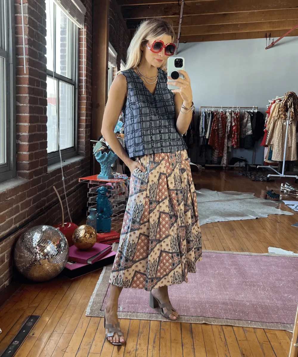 SAMPLE - Le V Mod Top - Indigo Hearts