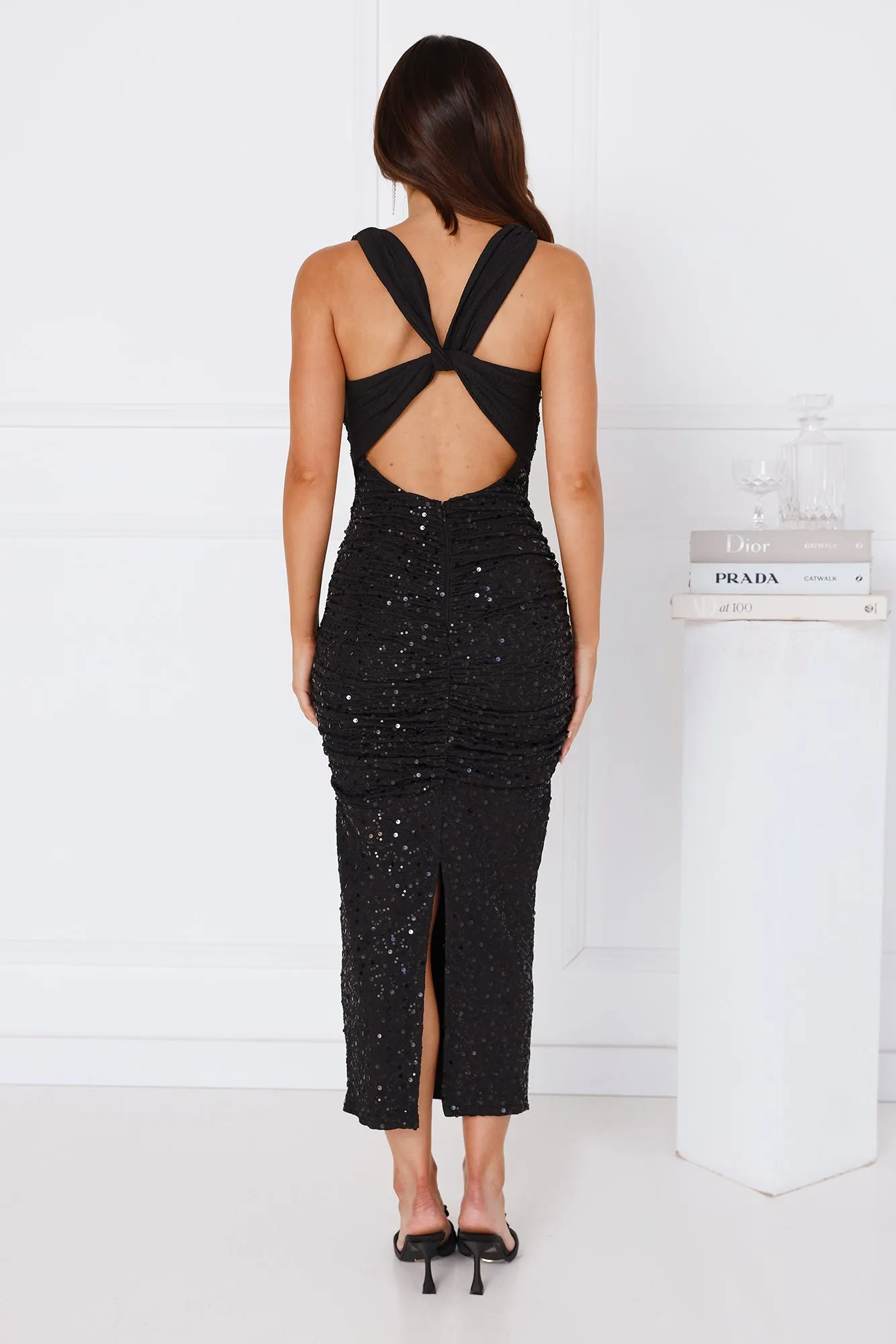Sequin Sensation Midi Dress Black