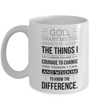 Serenity Prayer Mug One Year Sober Anniversary Gift AA Coffee Cup Sobriety Gift Alcoholics Anonymous Coffee Mug Sponsor Gift Sponsee Recovery Gift