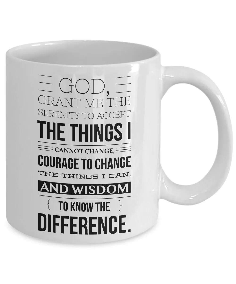 Serenity Prayer Mug One Year Sober Anniversary Gift AA Coffee Cup Sobriety Gift Alcoholics Anonymous Coffee Mug Sponsor Gift Sponsee Recovery Gift